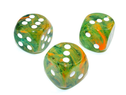 Nebula Spring/white Luminary 30mm d6 dice w/pips (Single D6)
