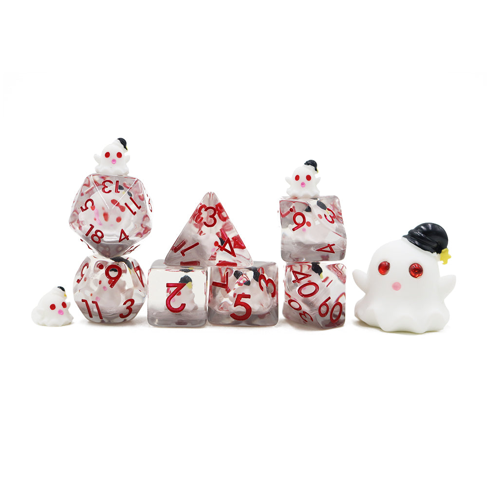 White Blood Ghost Dice Set