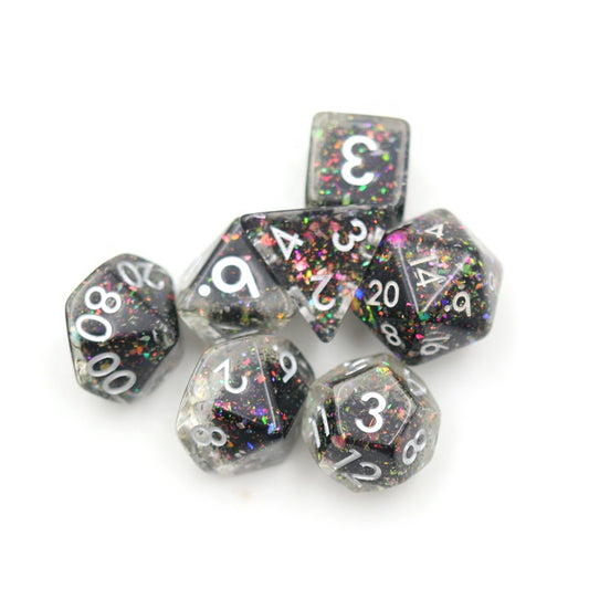 Black Mica Glitter with Silver Ink Dice Set