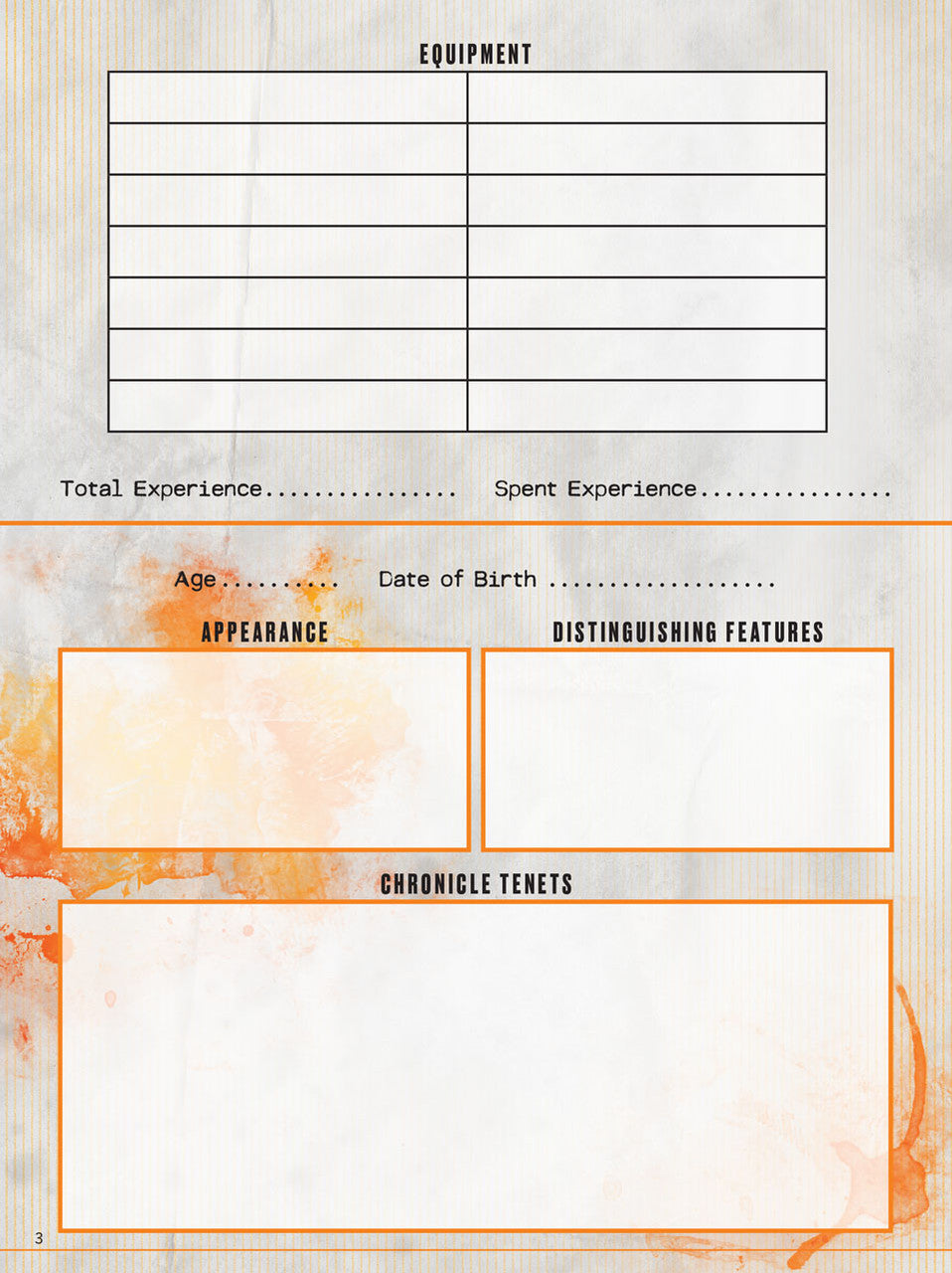 Hunter: The Reckoning 5th Edition Roleplaying Game Expanded Character Sheet Journal