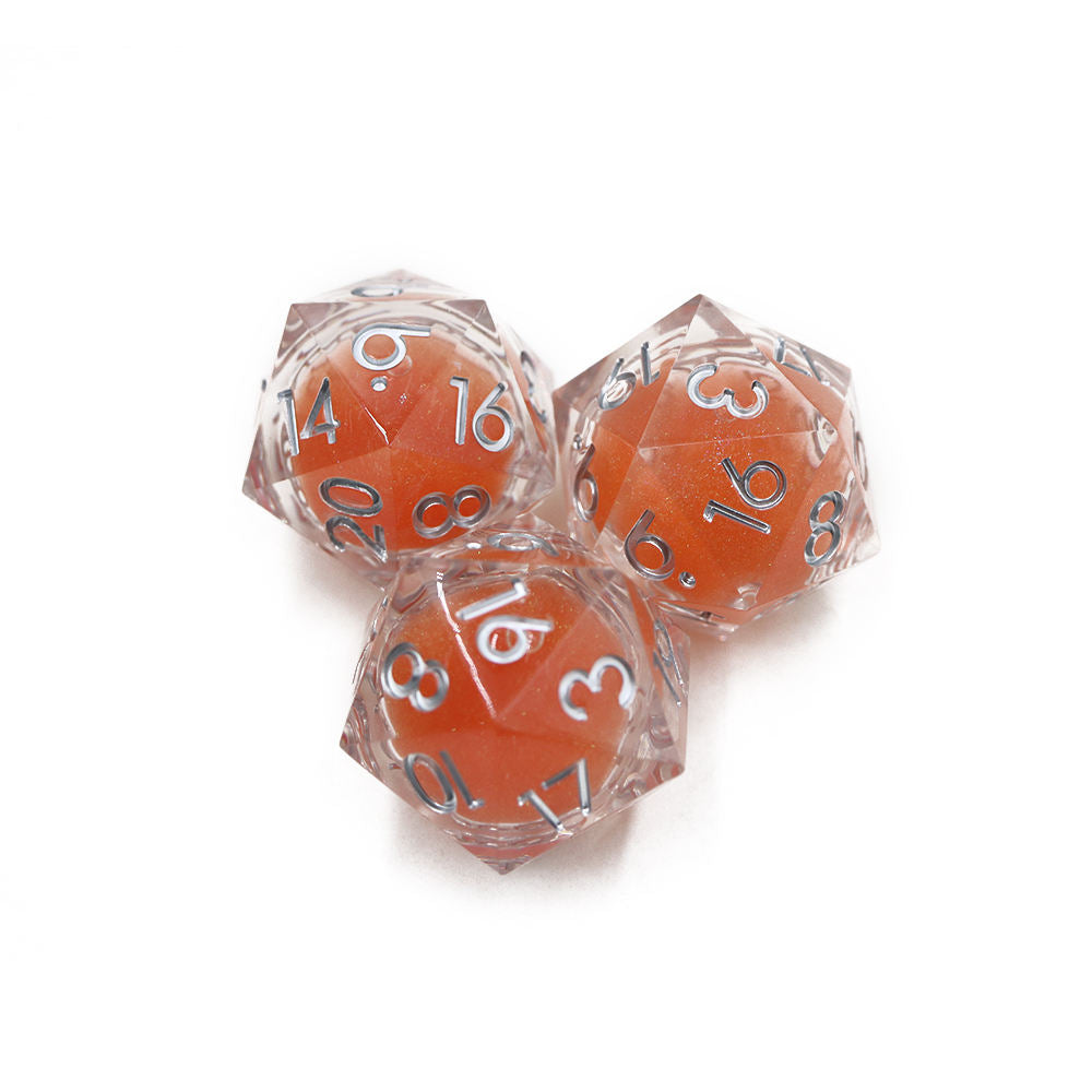 Orange Sharp Edged 33mm D20 with Liquid Core