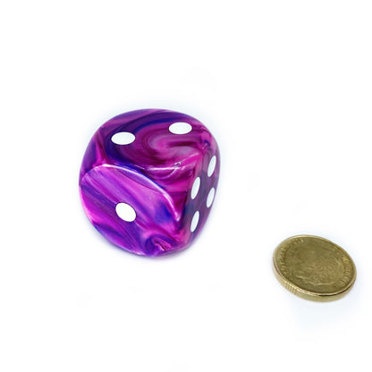Festive Violet/white 30mm d6 dice w/pips (Single D6)