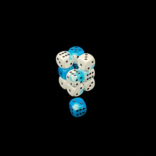 Chessex 16mm Off Colour Blue-White Marble D6 Set with Pips