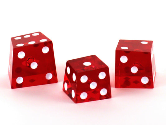 Transparent Red w/white Crooked Dice 25mm (Single)