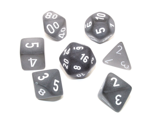CHXLE431: Smoke/White Frosted Polyhedral 7-Die Set