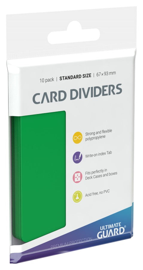 Card Dividers Standard Size - Green (Pack of 10)