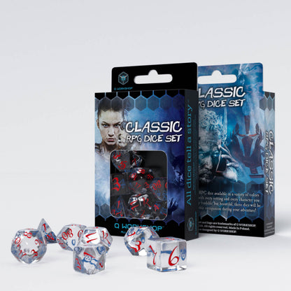 Classic RPG Translucent & blue-red Dice Set