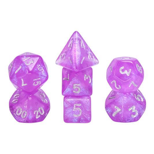 Mini Dice: Purple Translucent Glitter
