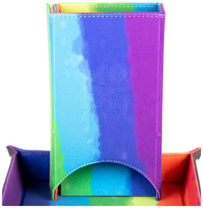 Fold Up Velvet Dice Tower (Watercolour Rainbow)