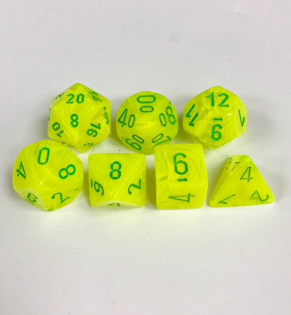 CHX27422: Menagerie Electric Yellow/Green Vortex Polyhedral 7-Die Set