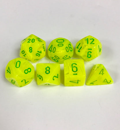 CHX27422: Menagerie Electric Yellow/Green Vortex Polyhedral 7-Die Set